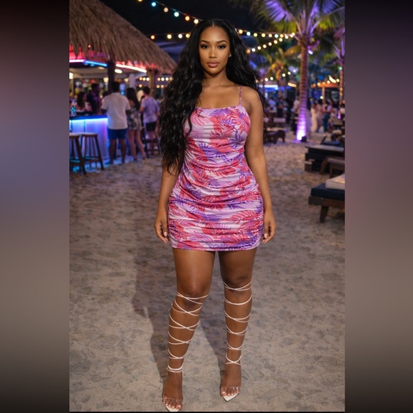 Fashion Nova Dresses & Skirts - Fashion Nova Vibrant Purple and Pink Ruched Mini Dress